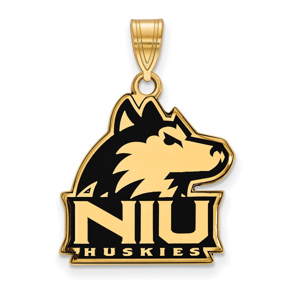 Vergoldet Sterlingsilber Logoart Northern Illinois University N I U Huskies Groß Emailliert Anhänger