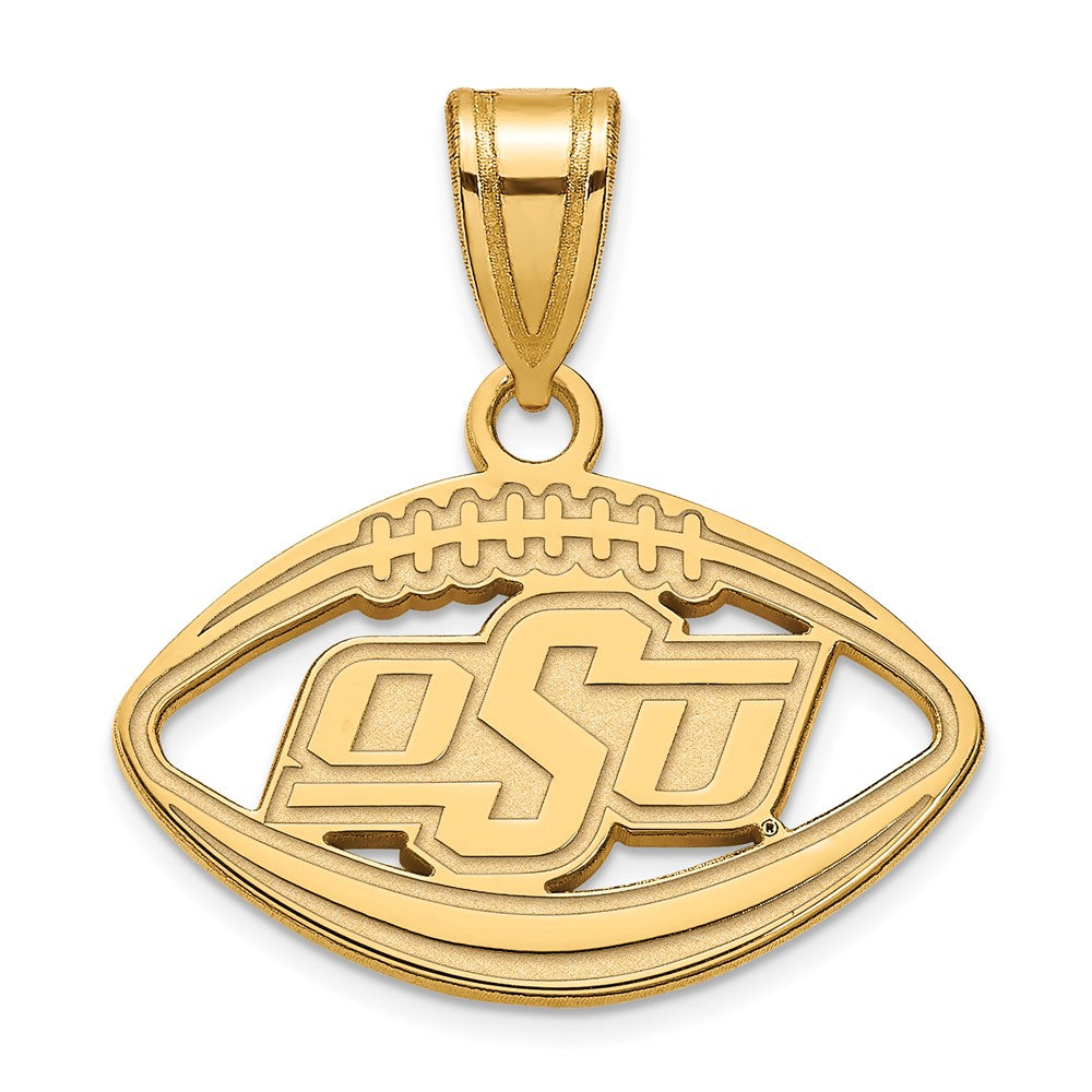 Vergoldet Sterlingsilber Logoart Oklahoma State University O S U Football Anhänger