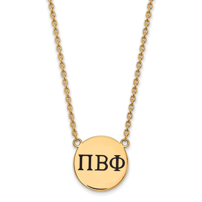 Vergoldet Sterlingsilber Logoart Pi Beta Phi Sorority Greek Buchstaben Groß Schwarz Emaille Anhänger 18 Zoll Halskette