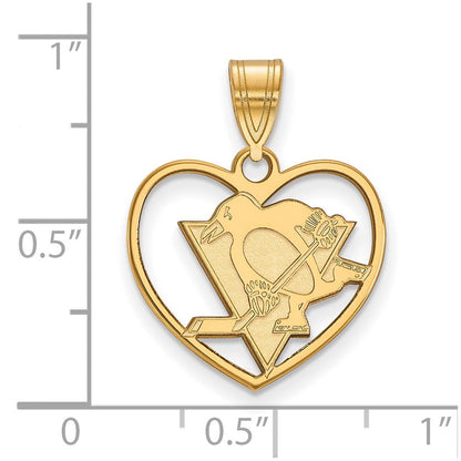Vergoldet Sterlingsilber Nhl Logoart Pittsburgh Penguins Herz Anhänger