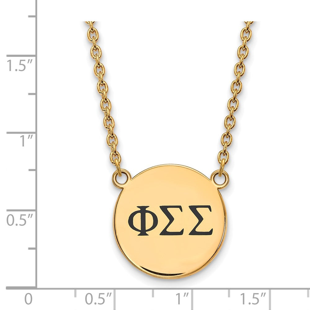 Vergoldet Sterlingsilber Logoart Phi Sigma Sorority Greek Buchstaben Groß Schwarz Emaille Anhänger 18 Zoll Halskette