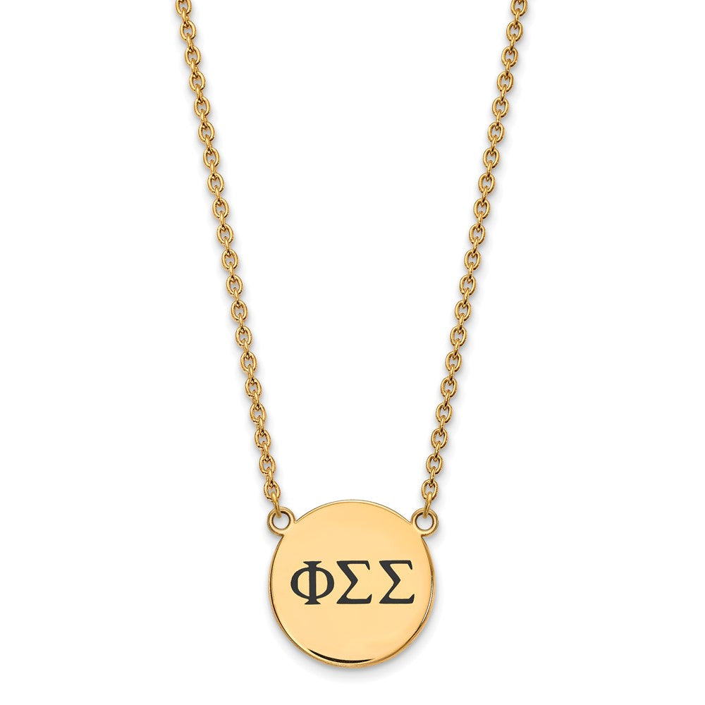 Vergoldet Sterlingsilber Logoart Phi Sigma Sorority Greek Buchstaben Groß Schwarz Emaille Anhänger 18 Zoll Halskette