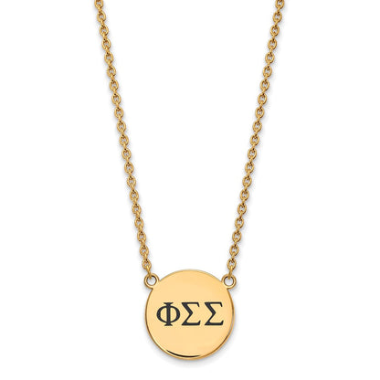 Vergoldet Sterlingsilber Logoart Phi Sigma Sorority Greek Buchstaben Groß Schwarz Emaille Anhänger 18 Zoll Halskette