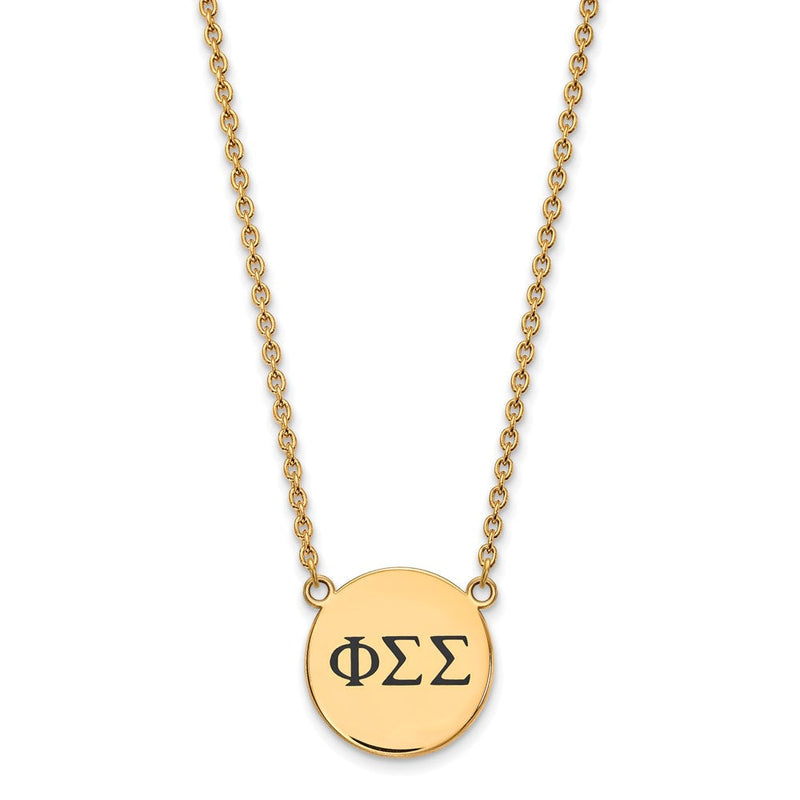 Vergoldet Sterlingsilber Logoart Phi Sigma Sorority Greek Buchstaben Groß Schwarz Emaille Anhänger 18 Zoll Halskette