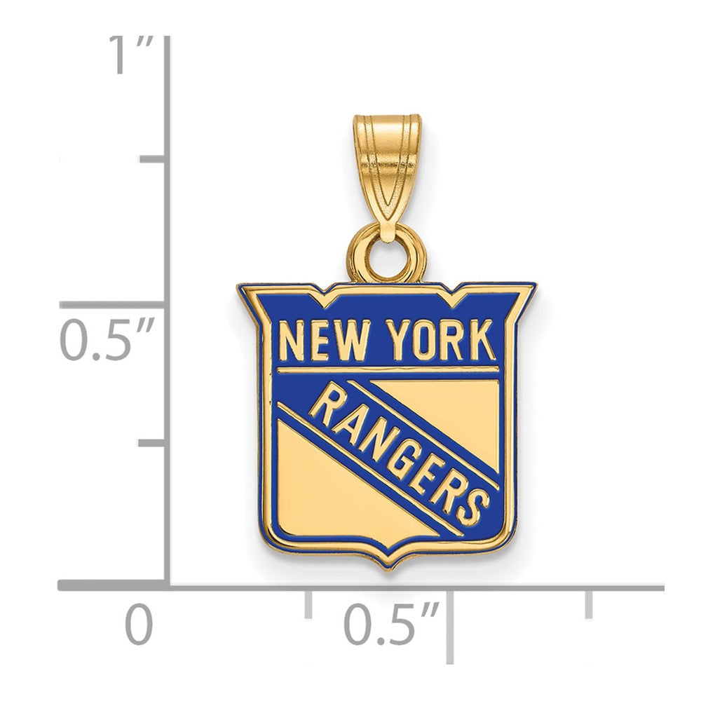 Vergoldet Sterlingsilber Nhl Logoart New York Rangers Klein Emailliert Anhänger