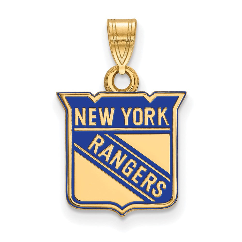 Vergoldet Sterlingsilber Nhl Logoart New York Rangers Klein Emailliert Anhänger