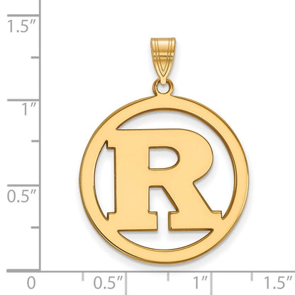 Vergoldet Sterlingsilber Logoart Rutgers University Buchstabe R Extra Groß Kreis Anhänger
