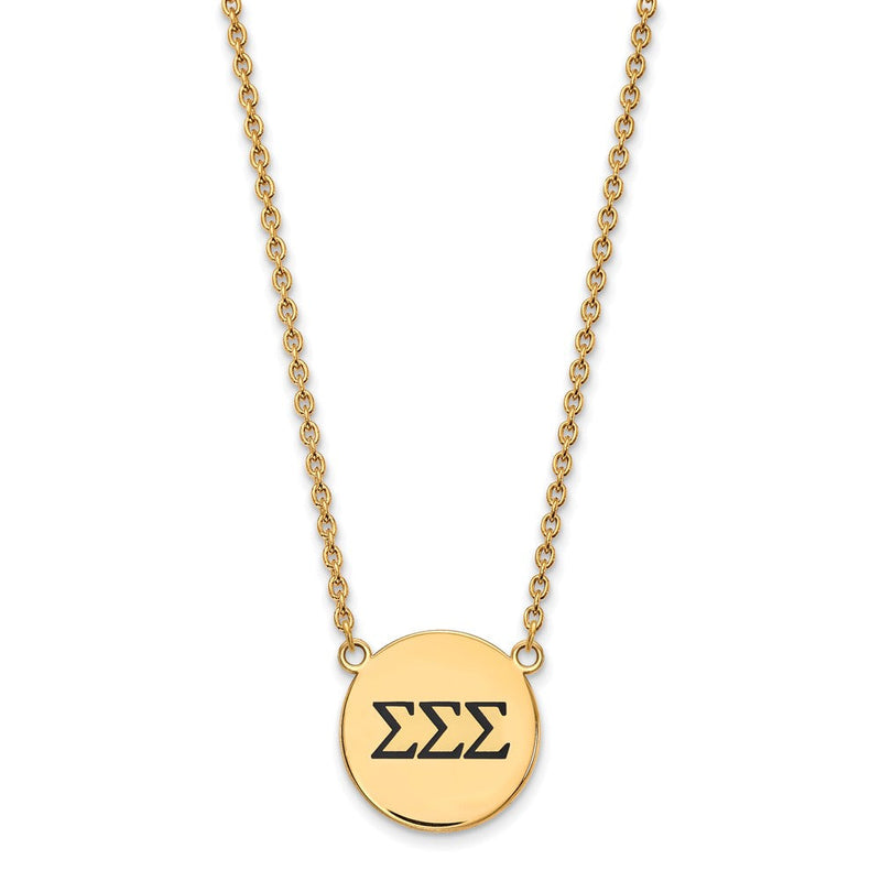 Vergoldet Sterlingsilber Logoart Sigma Sorority Greek Buchstaben Groß Schwarz Emaille Anhänger 18 Zoll Halskette