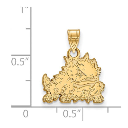 10K Gelbgold Logoart Texas Christlich University Gehörnt Frosch Klein Anhänger