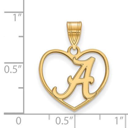Vergoldet Sterlingsilber Logoart University Of Alabama Buchstabe A Herz Anhänger