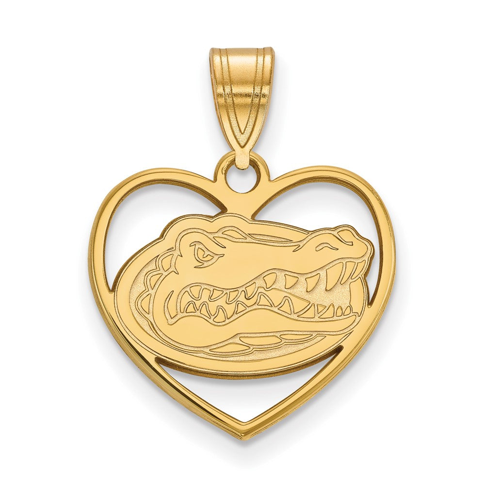 Vergoldet Sterlingsilber Logoart University Of Florida Gator Herz Anhänger