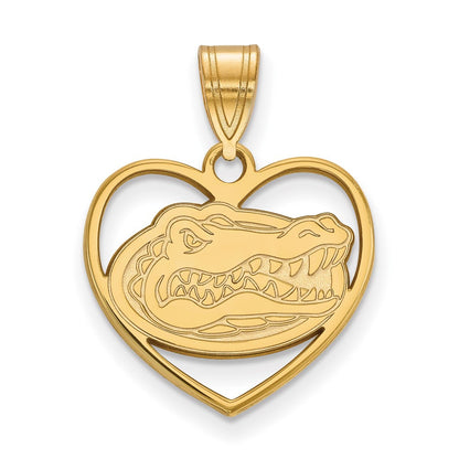 Vergoldet Sterlingsilber Logoart University Of Florida Gator Herz Anhänger