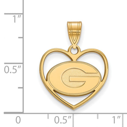Vergoldet Sterlingsilber Logoart University Of Georgia Buchstabe G Herz Anhänger