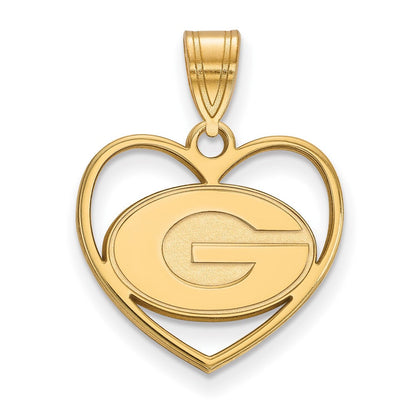 Vergoldet Sterlingsilber Logoart University Of Georgia Buchstabe G Herz Anhänger