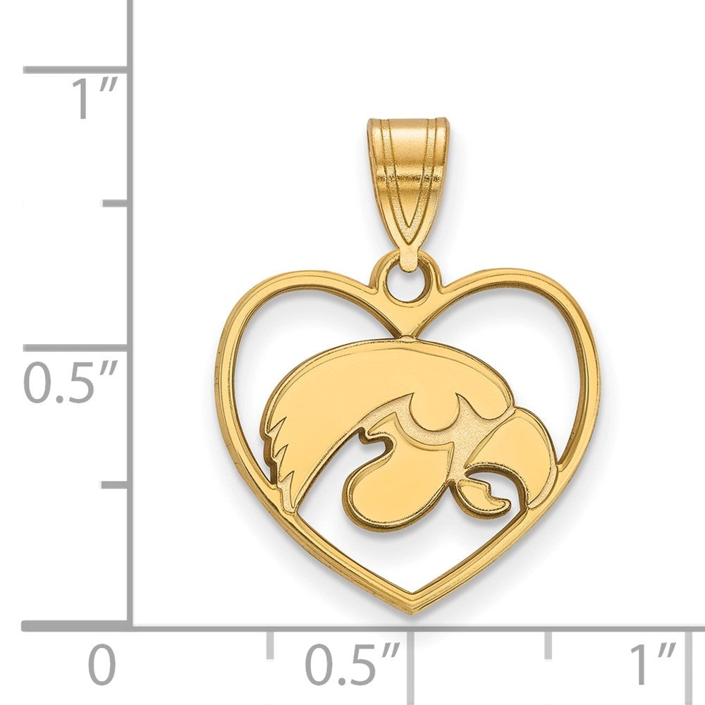Vergoldet Sterlingsilber Logoart University Of Iowa Hawk Herz Anhänger