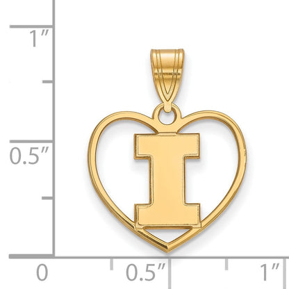 Vergoldet Sterlingsilber Logoart University Of Illinois Buchstabe I Herz Anhänger
