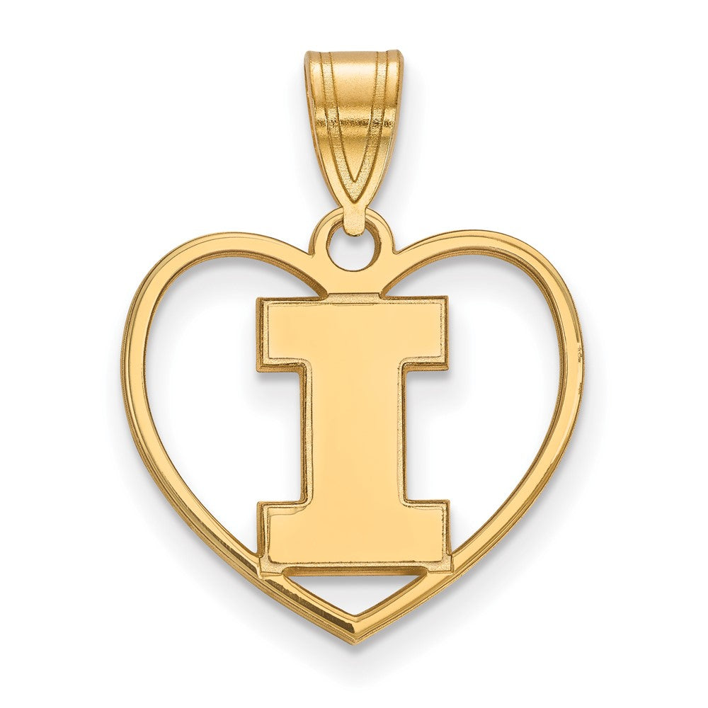 Vergoldet Sterlingsilber Logoart University Of Illinois Buchstabe I Herz Anhänger