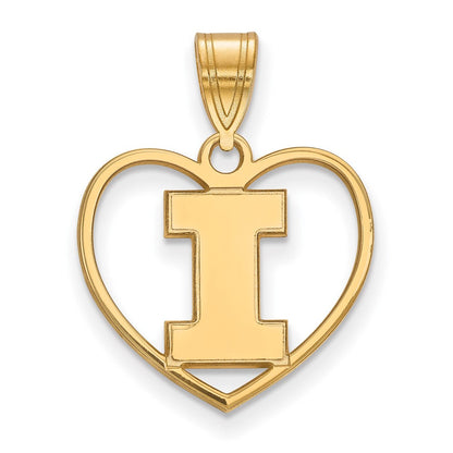 Vergoldet Sterlingsilber Logoart University Of Illinois Buchstabe I Herz Anhänger