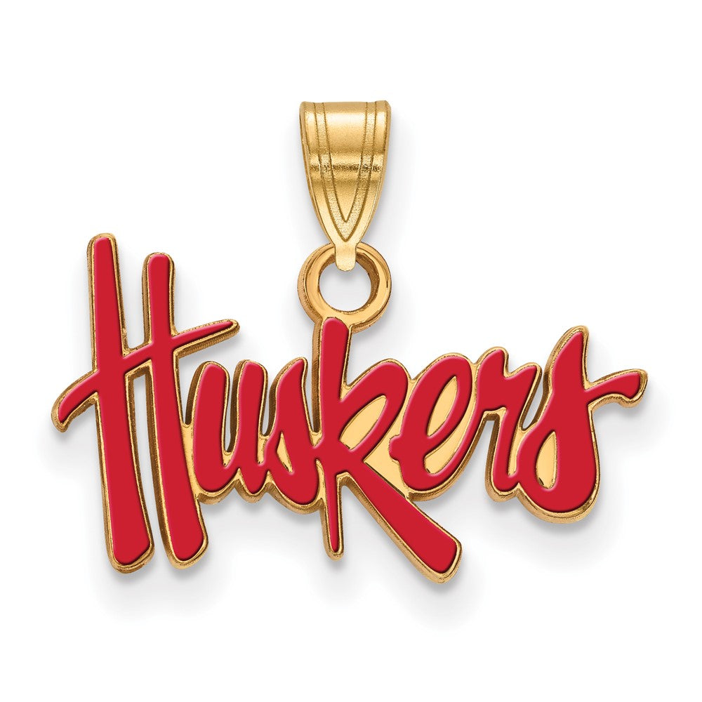 Vergoldet Sterlingsilber Logoart University Of Nebraska Huskers Klein Emailliert Anhänger