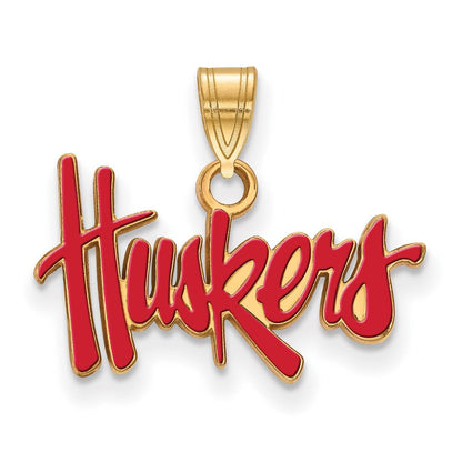 Vergoldet Sterlingsilber Logoart University Of Nebraska Huskers Klein Emailliert Anhänger
