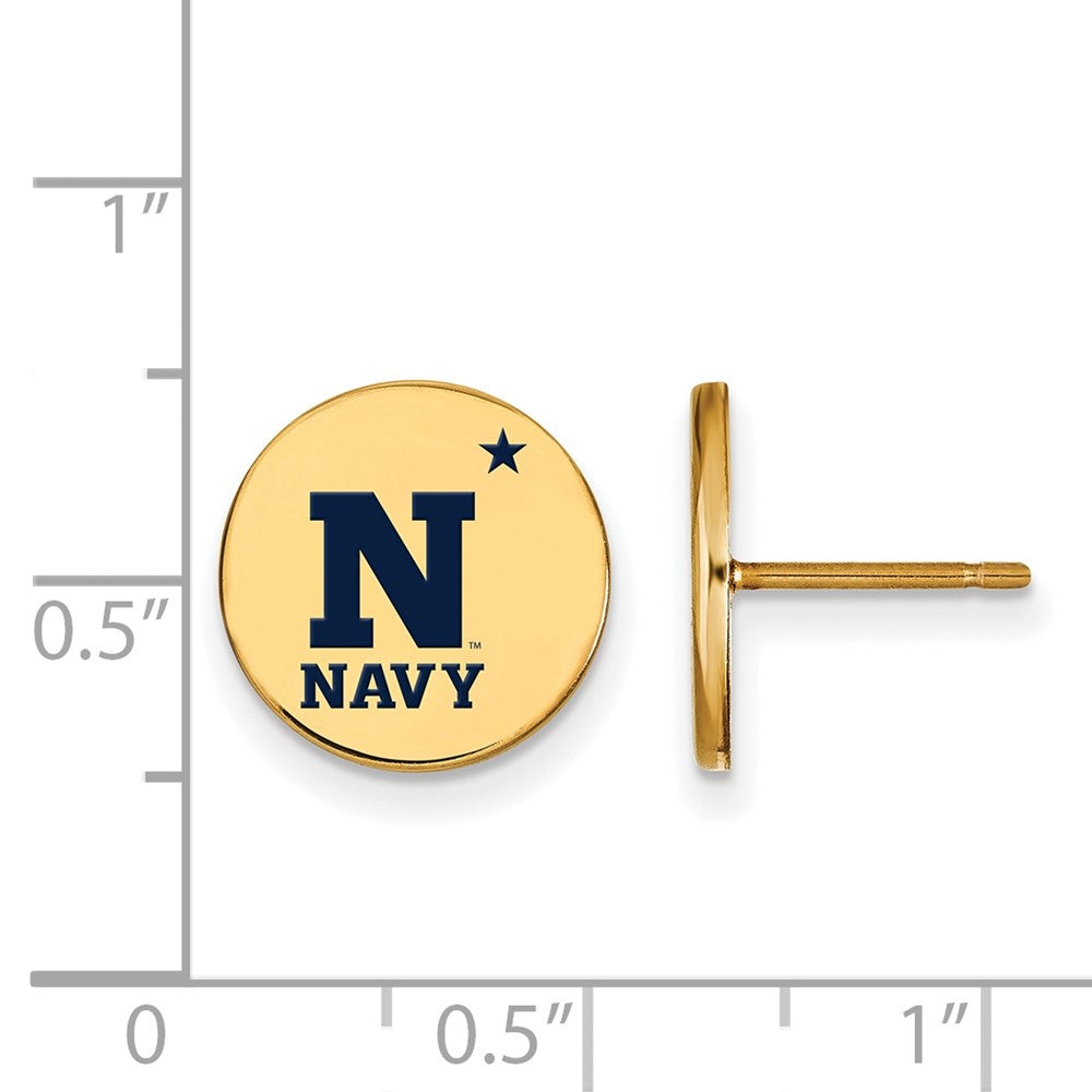 Vergoldet Sterlingsilber Logoart Us Naval Akademie Klein Emailliert Plättchen Ohrstecker