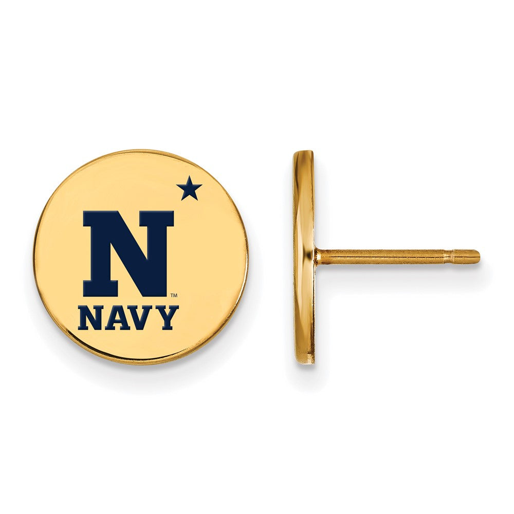 Vergoldet Sterlingsilber Logoart Us Naval Akademie Klein Emailliert Plättchen Ohrstecker