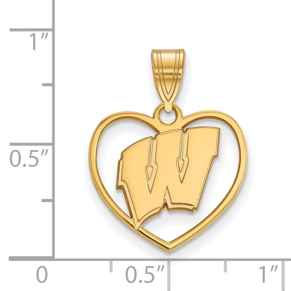 Vergoldet Sterlingsilber Logoart University Of Wisconsin Herz Anhänger