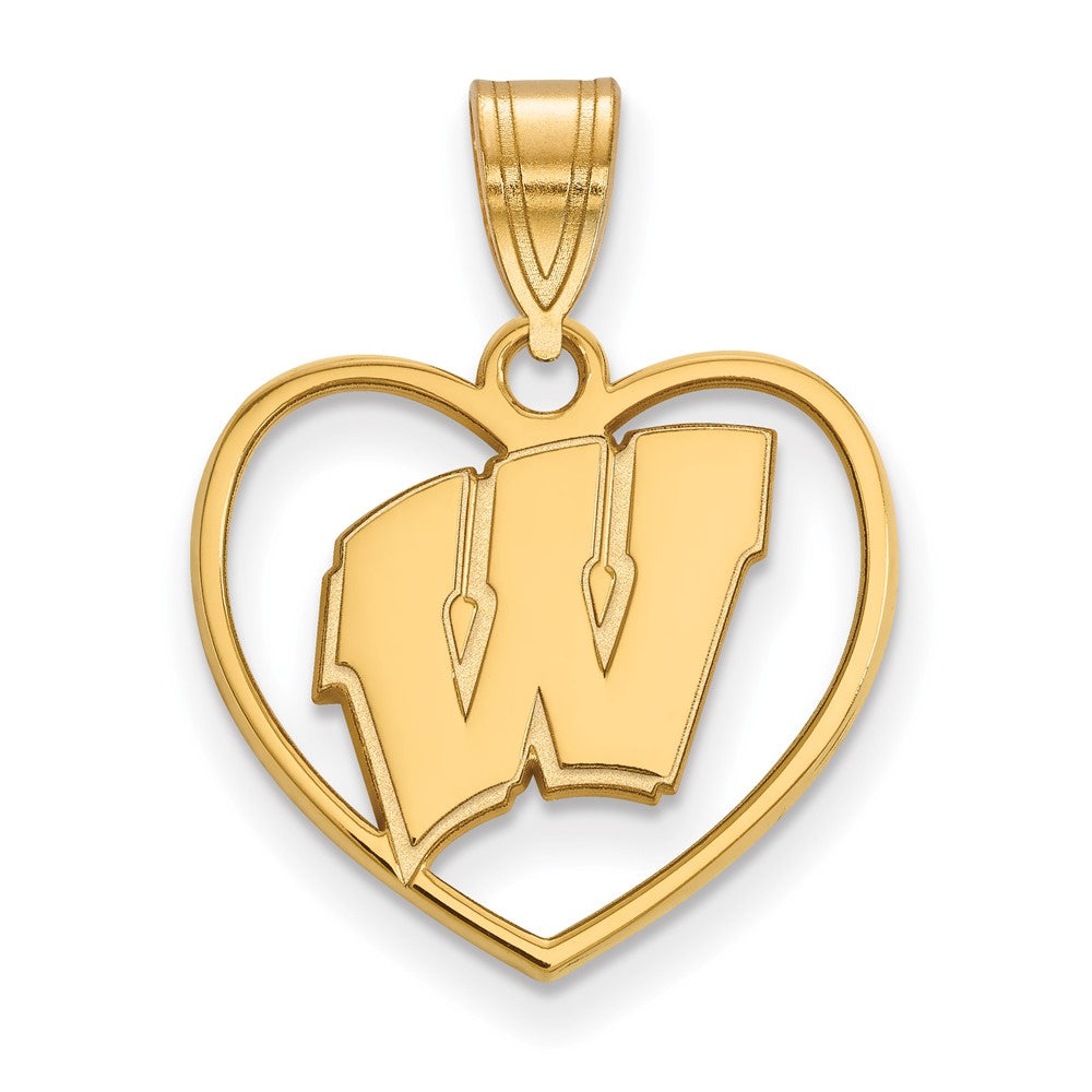 Vergoldet Sterlingsilber Logoart University Of Wisconsin Herz Anhänger