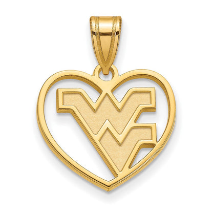 Vergoldet Sterlingsilber Logoart West Virginia University W V Herz Anhänger