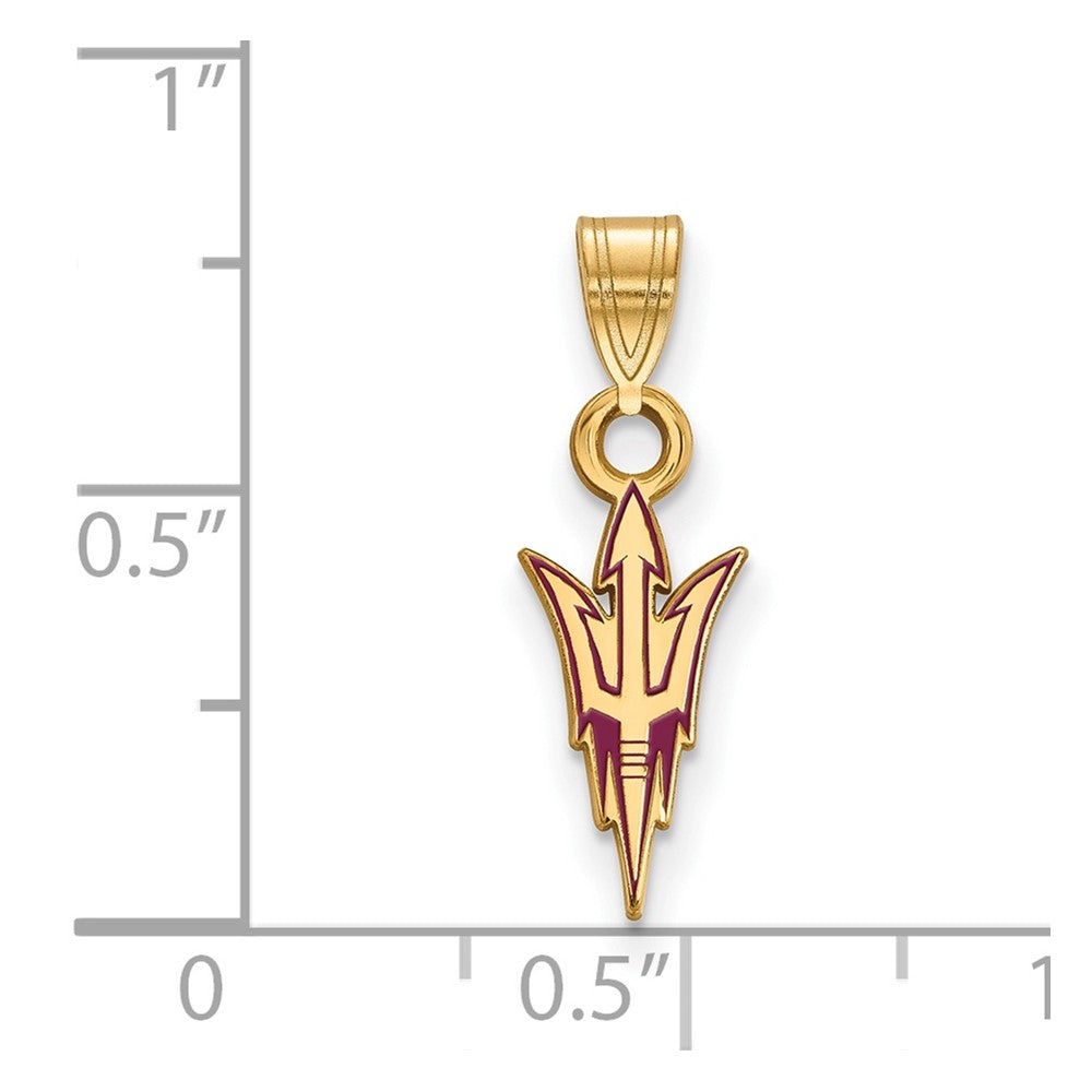 Vergoldet Sterlingsilber Logoart Arizona State University Pitchfork Klein Emailliert Anhänger