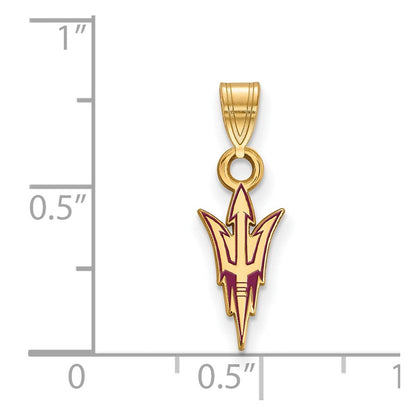 Vergoldet Sterlingsilber Logoart Arizona State University Pitchfork Klein Emailliert Anhänger