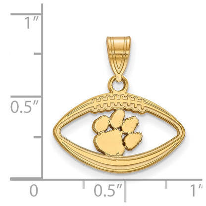 Vergoldet Sterlingsilber Logoart Clemson University Tiger Paw Football Anhänger