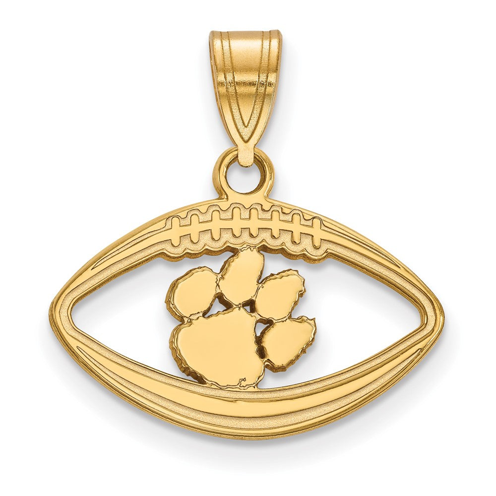 Vergoldet Sterlingsilber Logoart Clemson University Tiger Paw Football Anhänger
