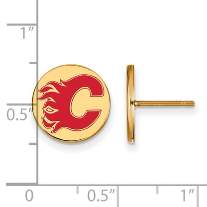 Vergoldet Sterlingsilber Nhl Logoart Calgary Flames Klein Emaille Plättchen Ohrstecker