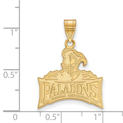 10K Gelbgold Logoart Furman University Paladins Groß Anhänger
