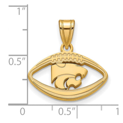 Vergoldet Sterlingsilber Logoart Kansas State University Wildkatze Football Anhänger