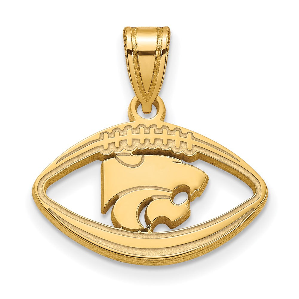 Vergoldet Sterlingsilber Logoart Kansas State University Wildkatze Football Anhänger