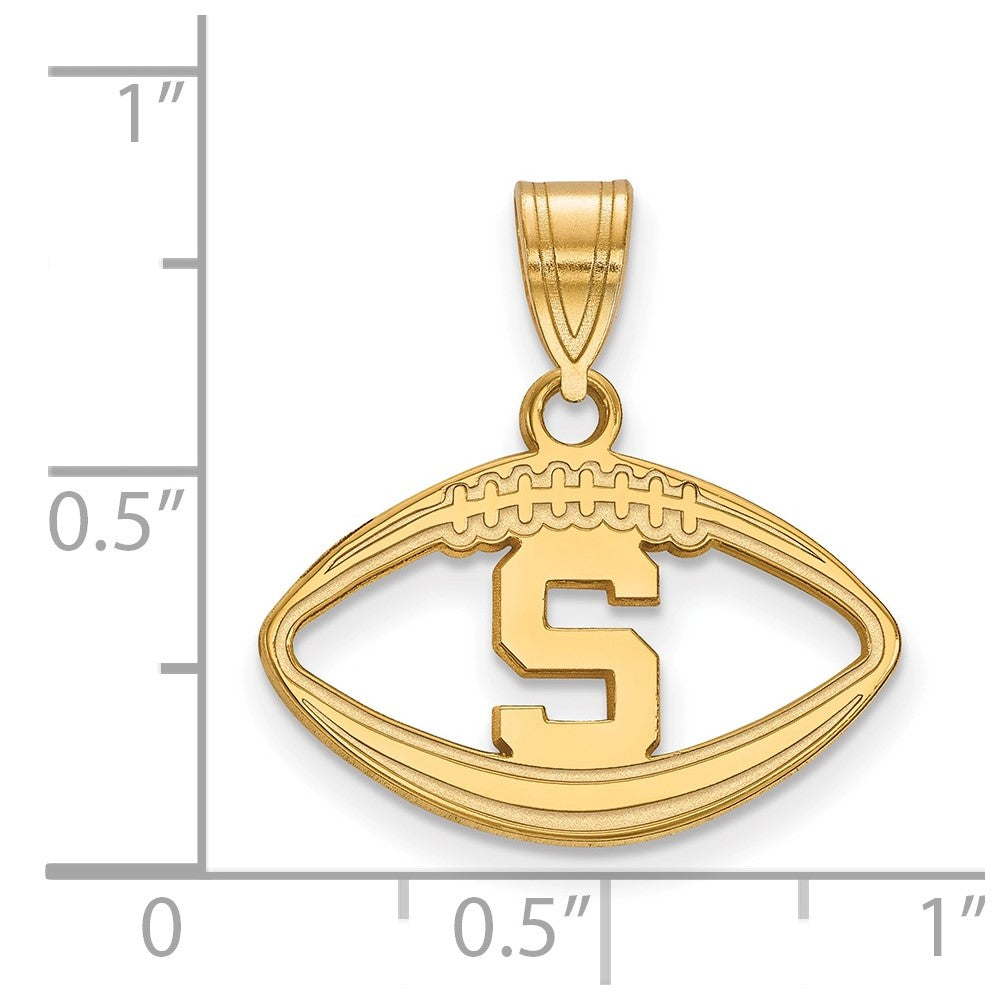 Vergoldet Sterlingsilber Logoart Michigan State University Buchstabe S Football Anhänger