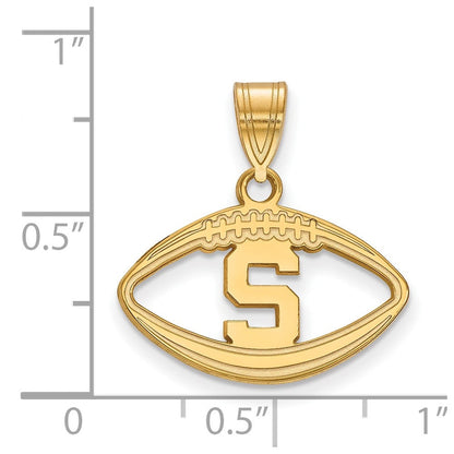 Vergoldet Sterlingsilber Logoart Michigan State University Buchstabe S Football Anhänger