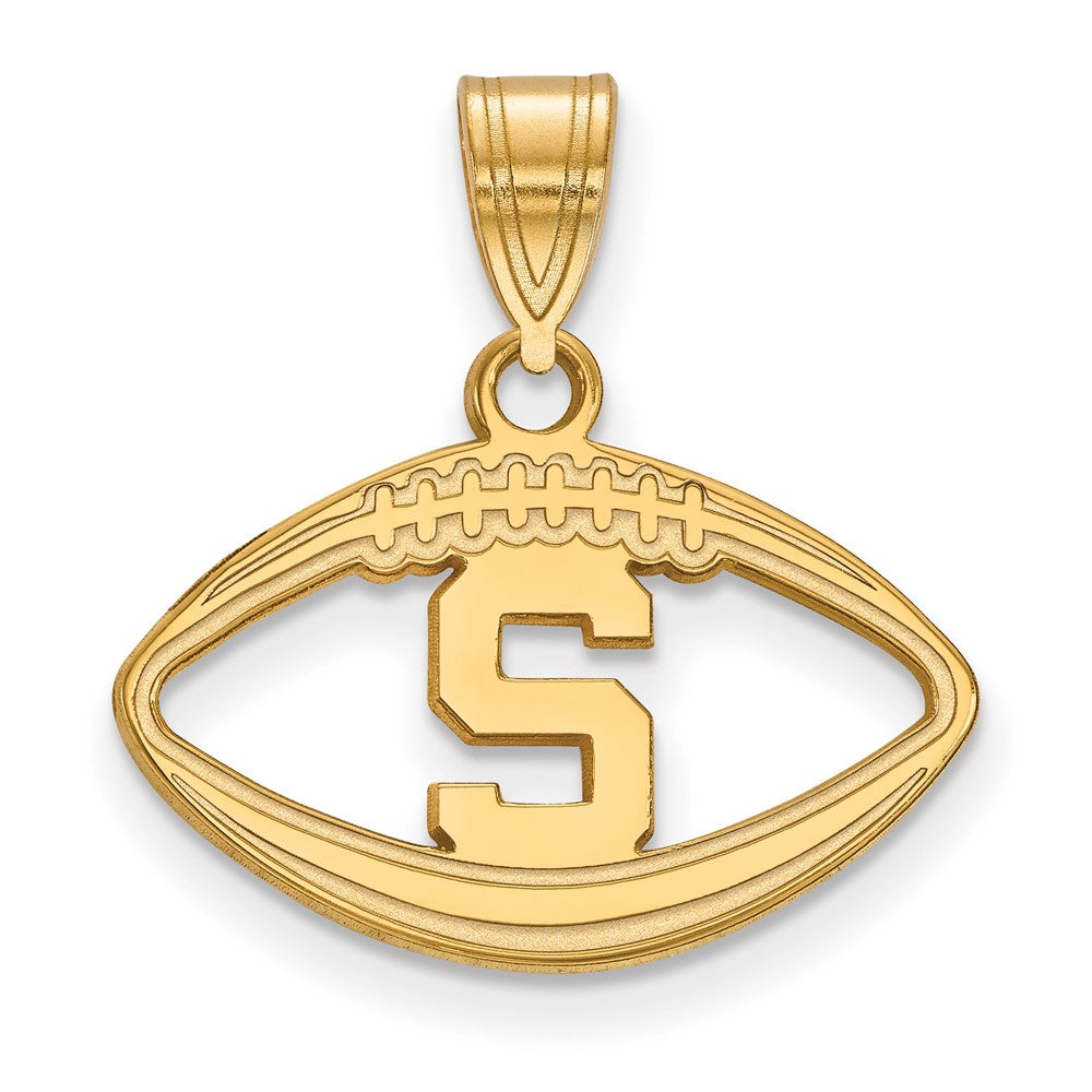 Vergoldet Sterlingsilber Logoart Michigan State University Buchstabe S Football Anhänger