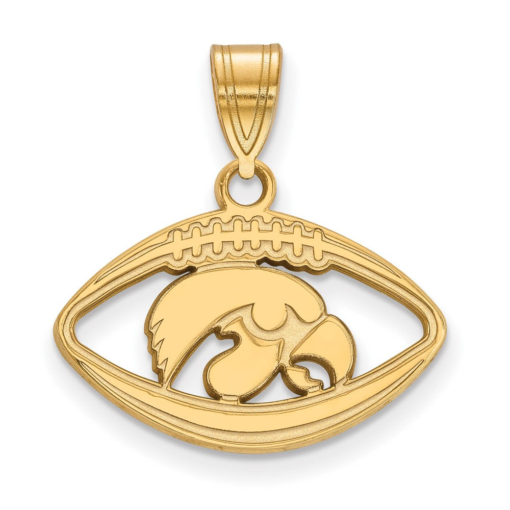 Vergoldet Sterlingsilber Logoart University Of Iowa Hawk Football Anhänger
