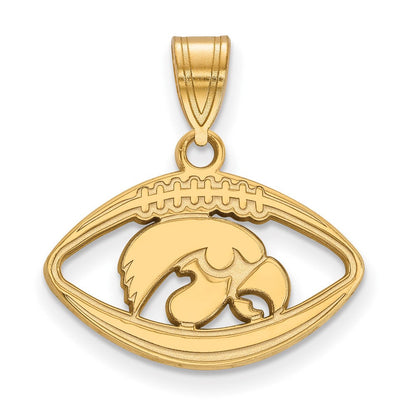 Vergoldet Sterlingsilber Logoart University Of Iowa Hawk Football Anhänger