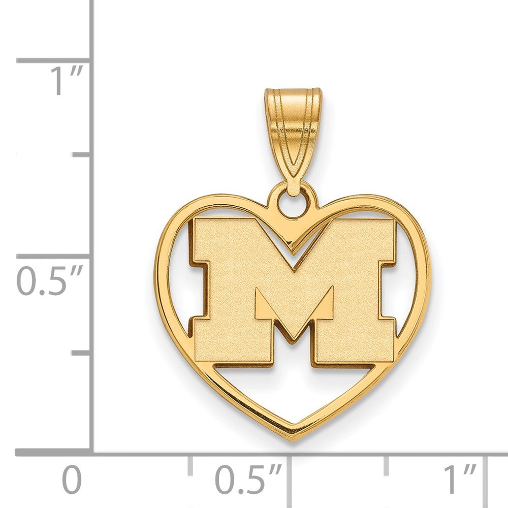 Vergoldet Sterlingsilber Logoart University Of Michigan Buchstabe M Herz Anhänger