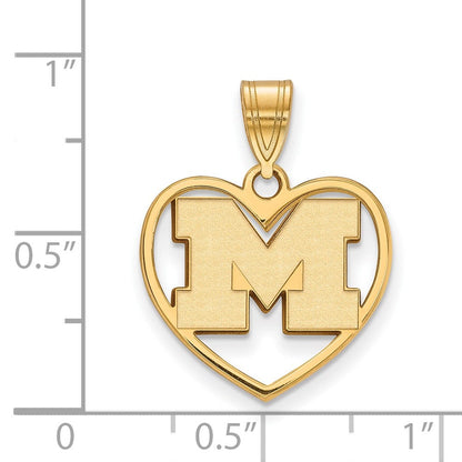 Vergoldet Sterlingsilber Logoart University Of Michigan Buchstabe M Herz Anhänger