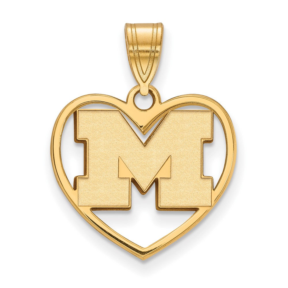 Vergoldet Sterlingsilber Logoart University Of Michigan Buchstabe M Herz Anhänger