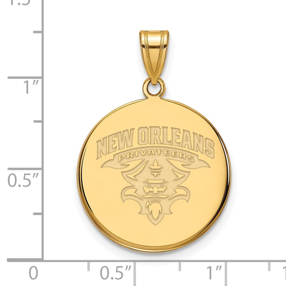 10K Gelbgold Logoart University Of New Orleans U N O Groß Plättchen Anhänger