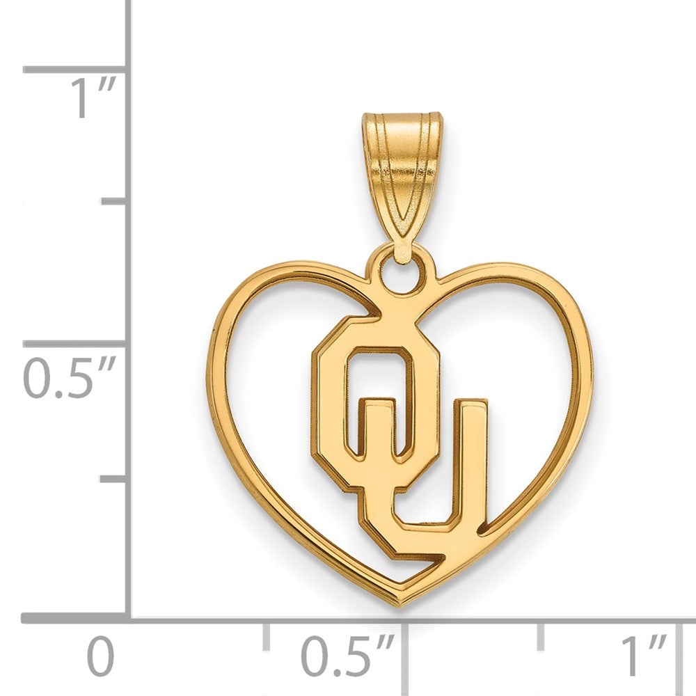 Vergoldet Sterlingsilber Logoart University Of Oklahoma O U Herz Anhänger