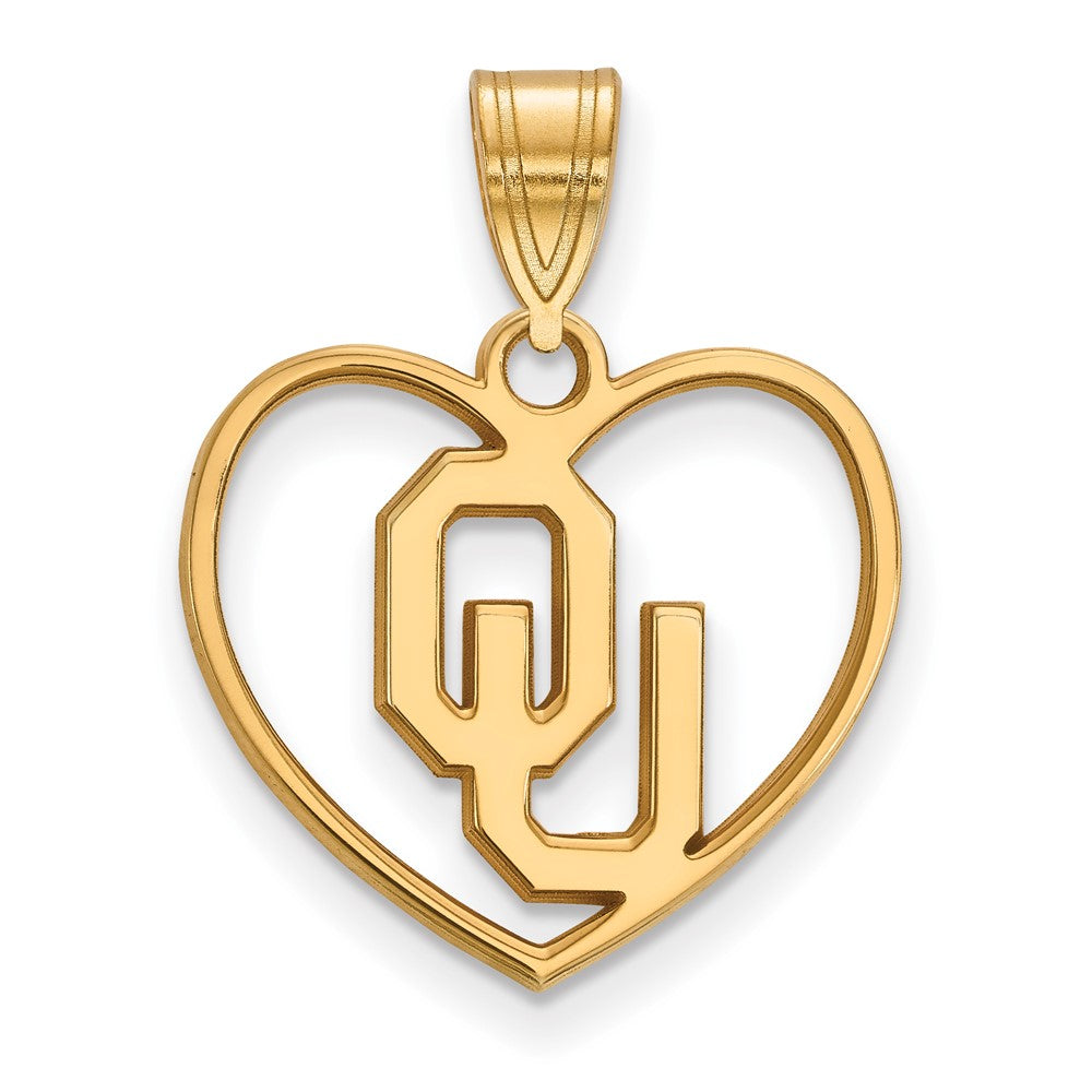 Vergoldet Sterlingsilber Logoart University Of Oklahoma O U Herz Anhänger