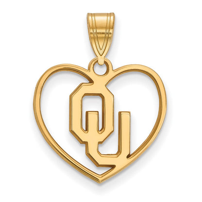 Vergoldet Sterlingsilber Logoart University Of Oklahoma O U Herz Anhänger