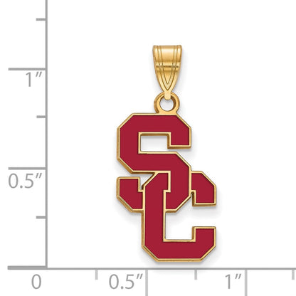 Vergoldet Sterlingsilber University Of Southern California S C Groß Emailliert Anhänger